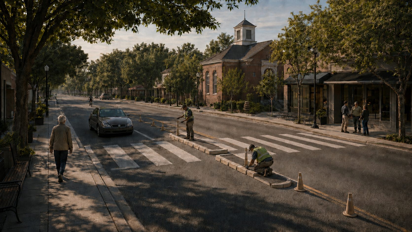 Visualization: a small-town street trial underway